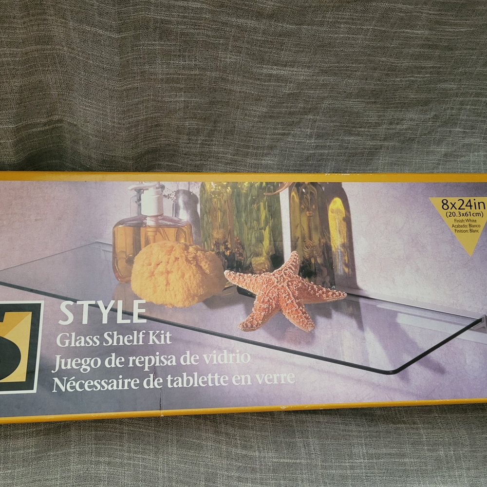 Glass Shelf Kit - Clear NEW 8X24"